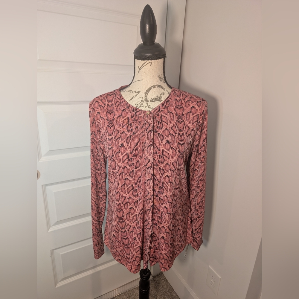 Dana Buchman Burgundy Snake Print Blouse